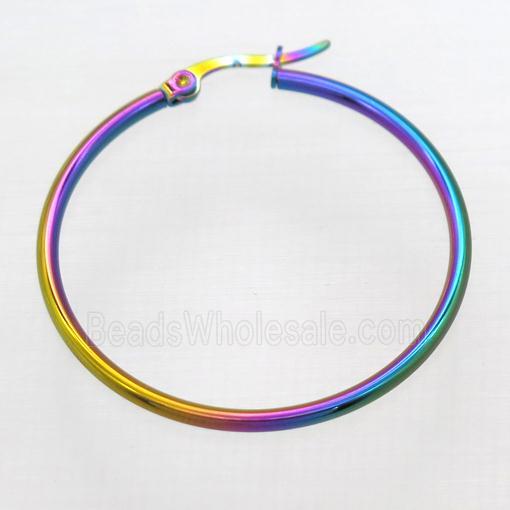 stainless steel Hoop Earrings, rainbow plated