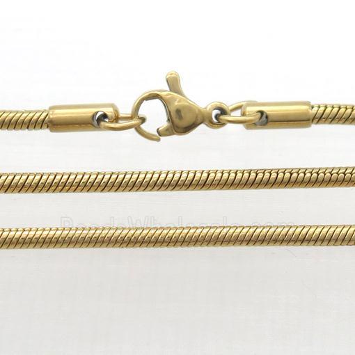Stainless Steel Necklace Chain, Snake, Gold Plated