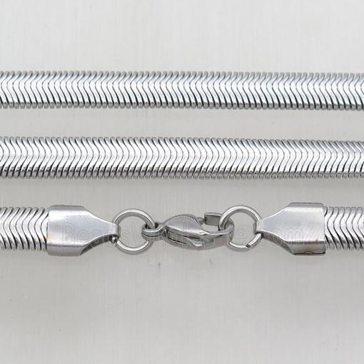 raw Stainless Steel Necklace Chain, flat snake