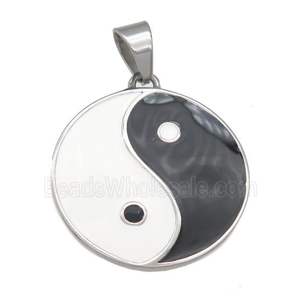 stainless steel Taichi pendant, enamel