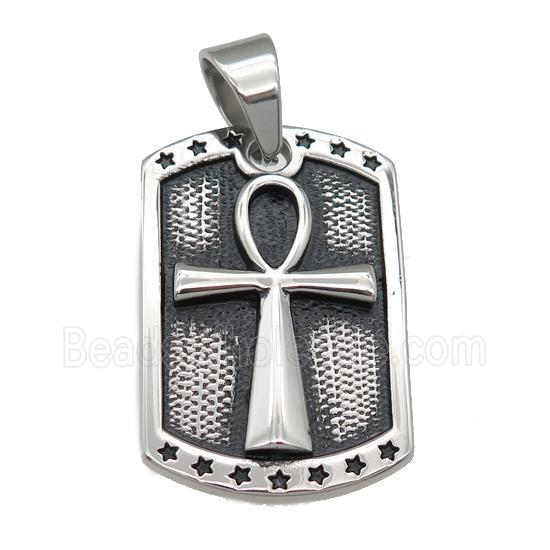stainless steel cross pendant, antique silver