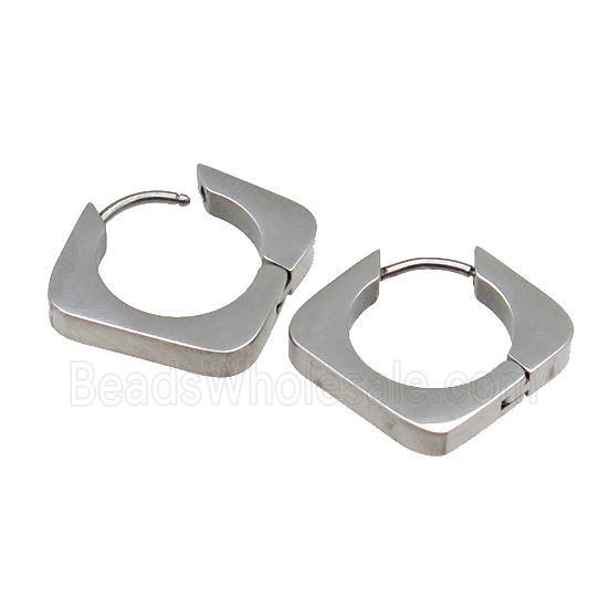 stainless steel Latchback Earring, square, platinum plated
