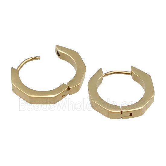 stainless steel Latchback Earring, hexagon, gold plated