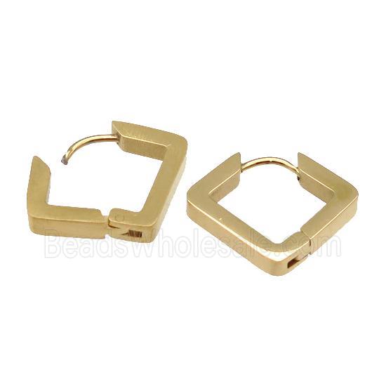 stainless steel Latchback Earring, square, gold plated