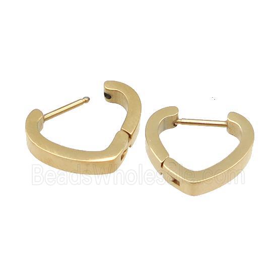 stainless steel Latchback Earring, heart, gold plated