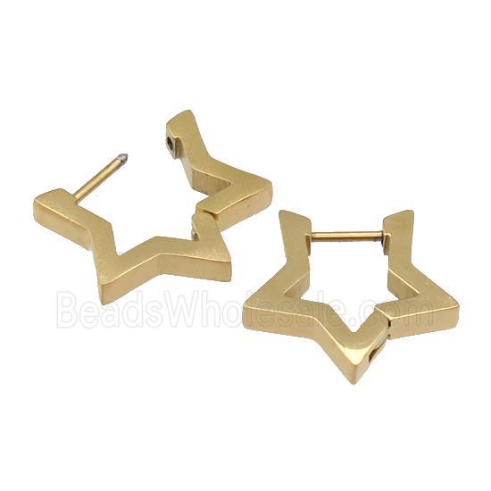 stainless steel Latchback Earring, star, gold plated