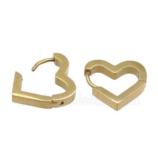stainless steel Latchback Earring, heart, gold plated