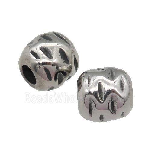 Stainless Steel barrel Beads, antique silver