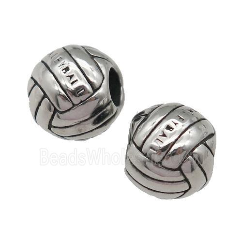 Stainless Steel round Beads, antique silver