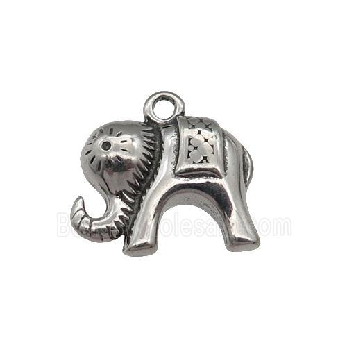 Stainless Steel elephant pendant, antique silver