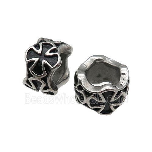Stainless Steel Tube Beads, Antique Silver