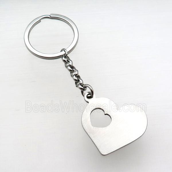 raw Stainless Steel keychain pendant heart