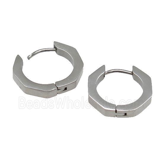 raw Stainless Steel Latchback Earring hexagon
