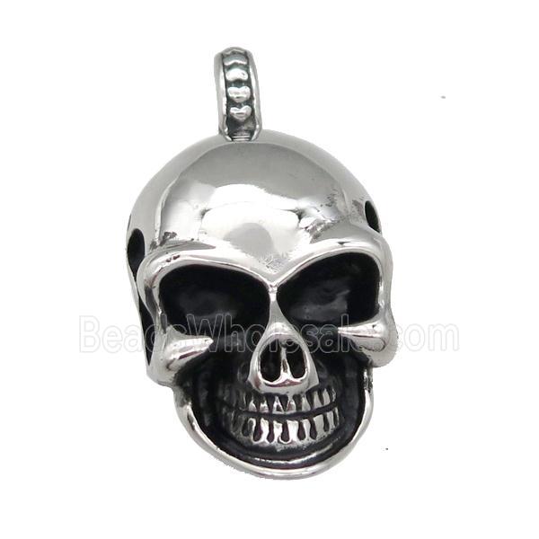 Stainless Steel skull charm pendant antique silver