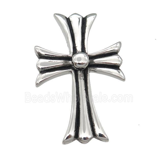 Stainless Steel cross pendant antique silver