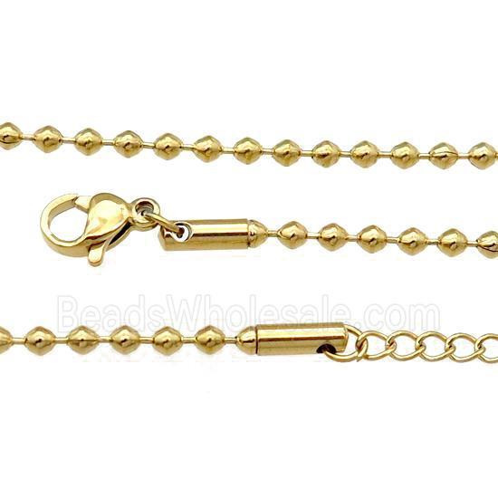 Stainless Steel Necklace Ball Chain Gold Plated
