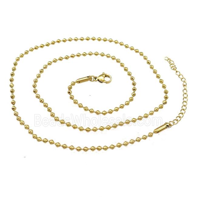 Stainless Steel Necklace Ball Chain Gold Plated
