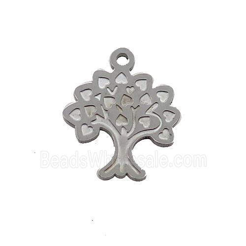 Raw Stainless Steel Tree Pendant