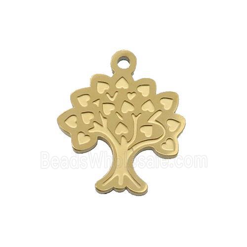 Stainless Steel Tree Pendant Gold Plated