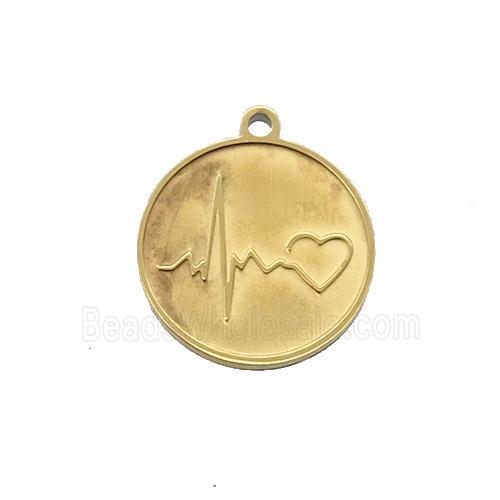Stainless Steel Circle Heart Pendant Gold Plated