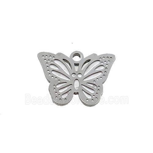 Raw Stainless Steel Butterfly Pendant