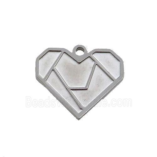 Raw Stainless Steel Heart Charm Pendant