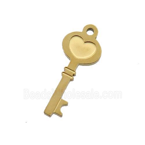 Stainless Steel Key Charm Pendant Gold Plated