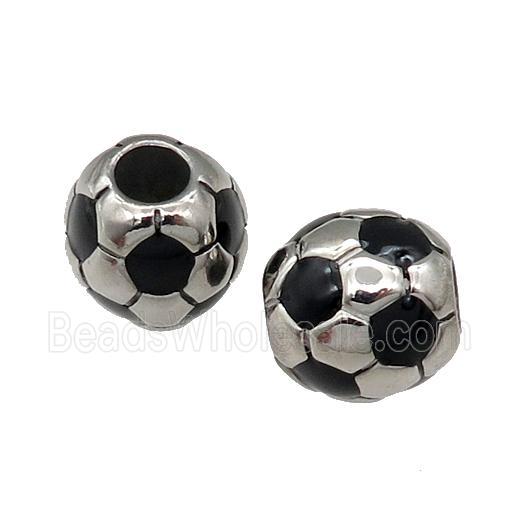 Stainless Steel Football Beads Sport Large Hole Antique Silver