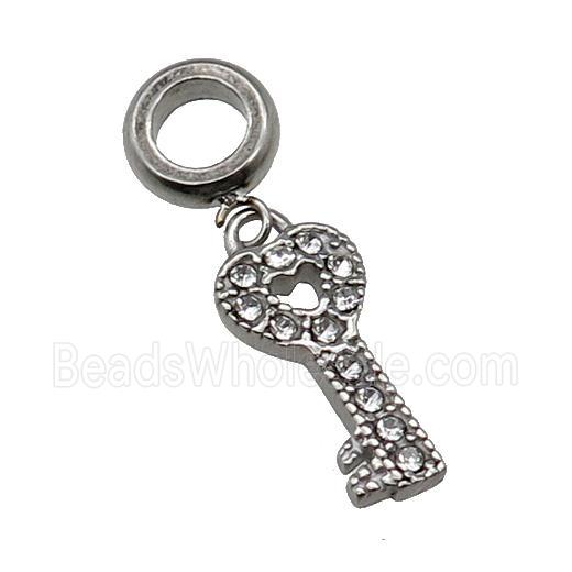 Raw Stainless Steel Key Charm Pendant