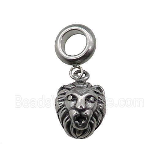 Stainless Steel Lion Charm Pendant Antique Silver