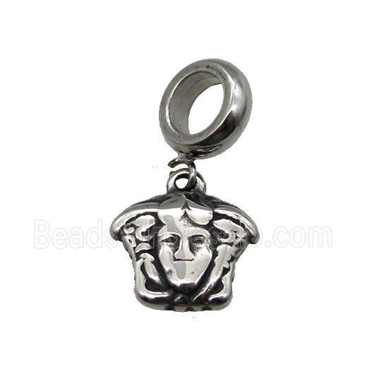Stainless Steel Face Pendant Antique Silver