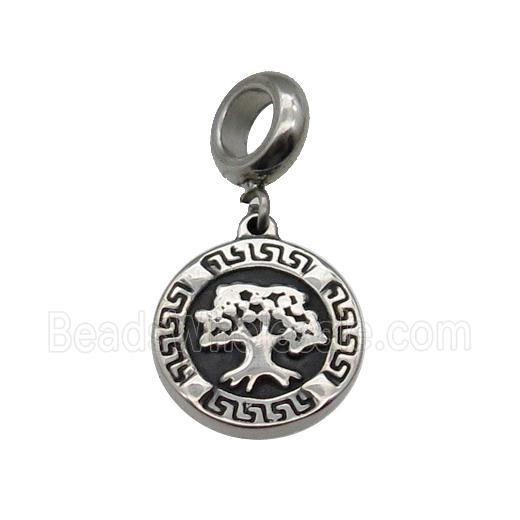 Stainless Steel Tree Pendant Antique Silver