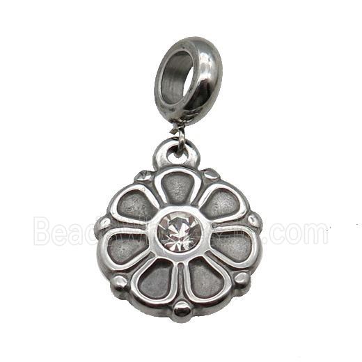 Stainless Steel Flower Pendant Antique Silver