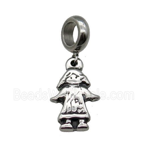 Stainless Steel Girl Pendant Antique Silver