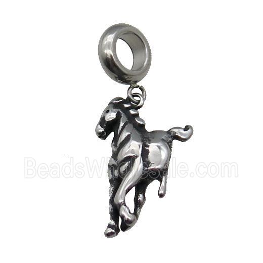 Stainless Steel Horse Pendant Antique Silver