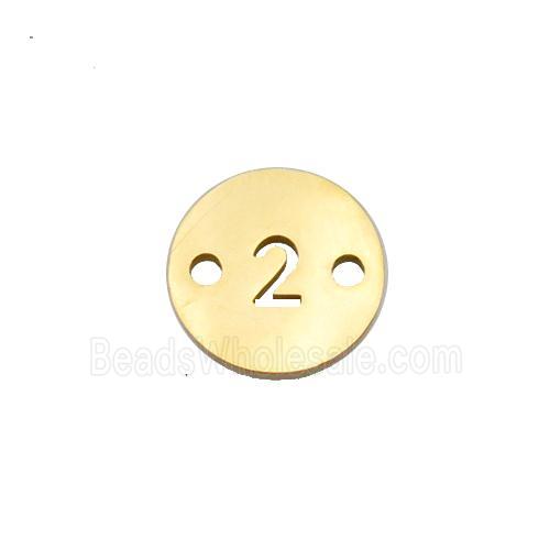 Stainless Steel Circle Number2 Connector Gold Plated