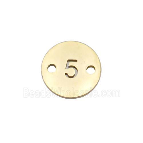 Stainless Steel Circle Number5 Connector Gold Plated