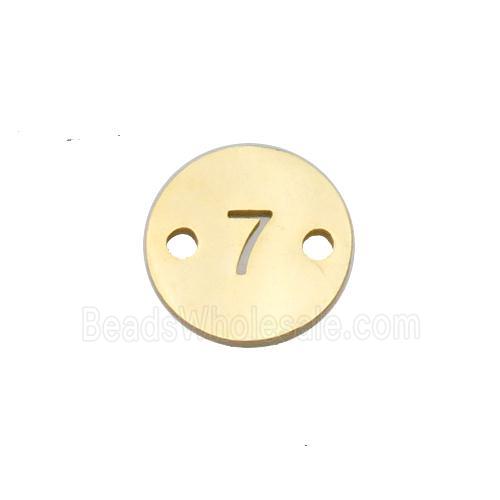 Stainless Steel Circle Number7 Connector Gold Plated