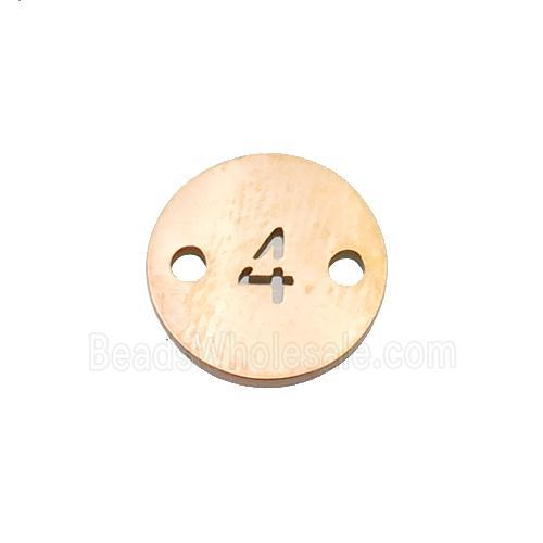 Stainless Steel Circle Number4 Connector Rose Gold