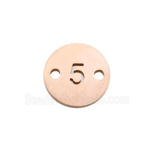 Stainless Steel Circle Number5 Connector Rose Gold