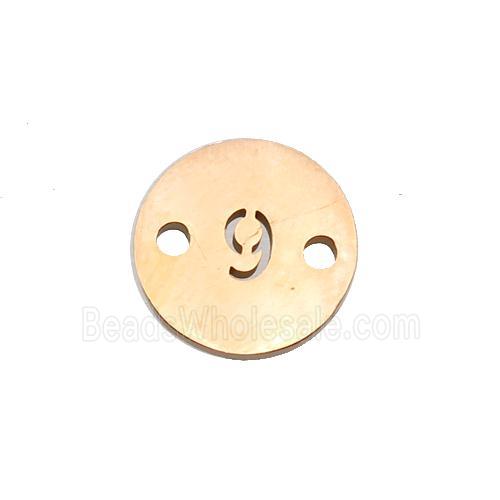 Stainless Steel Circle Number9 Connector Rose Gold