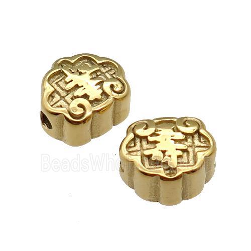 Stainless Steel Beads Shou Gold Plated