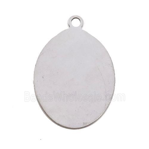 Raw Stainless Steel Oval Pendant