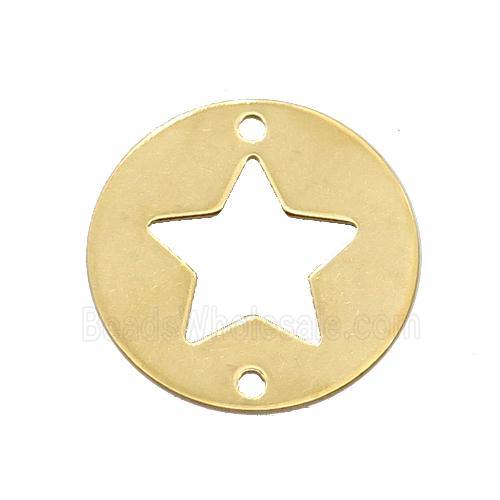 Stainless Steel Circle Star Connector Gold Plated