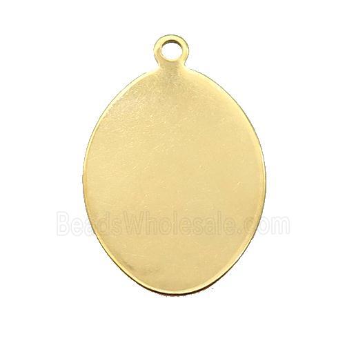 Stainless Steel Oval Pendant Gold Plated