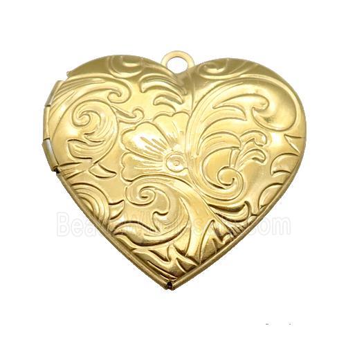 Stainless Steel Heart Locket Pendant Gold Plated