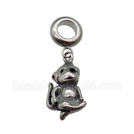 Stainless Steel Zodiac Monkey Pendant Antique Silver