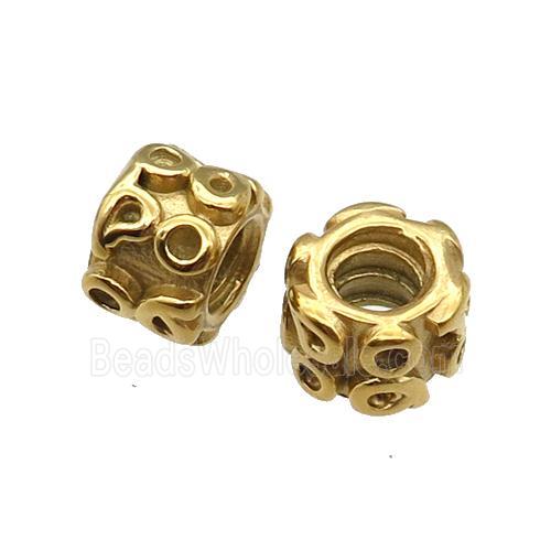 Stainless Steel Tube Spacer Beads Large Hole Gold Plated