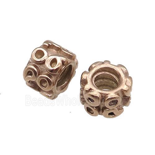 Stainless Steel Rondelle Beads Large Hole Rose Gold