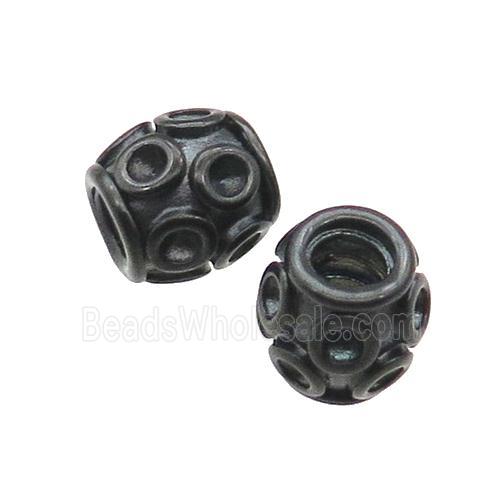 Stainless Steel Barrel Beads Large Hole Black Plated